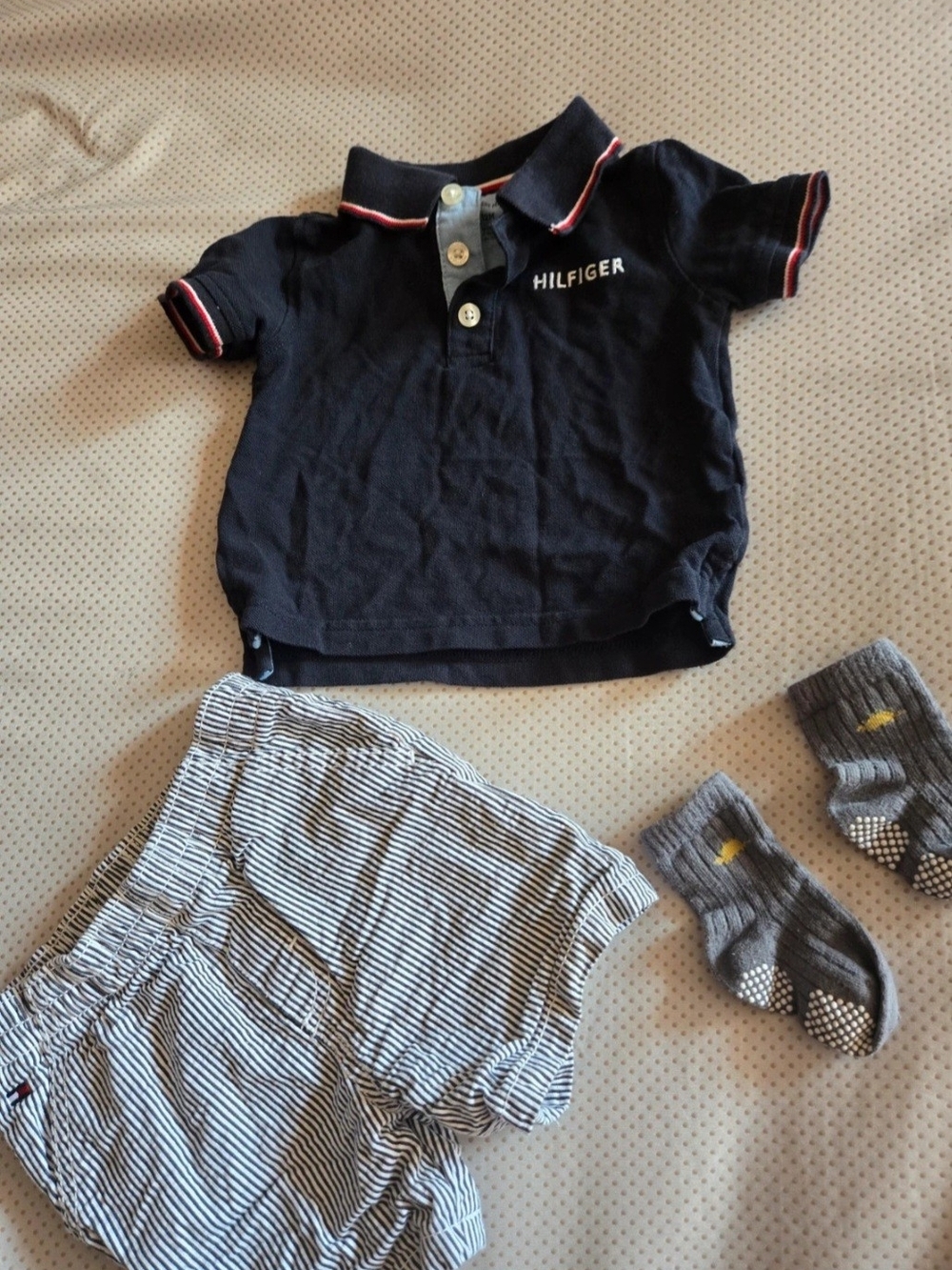 Tommy Hilfiger Navy Polo with Red-Trim Accent